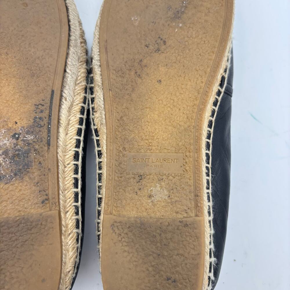 YSL Saint Laurent Logo Leather Espadrille Shoes Women's 39 US 9 - Picture 10 of 15